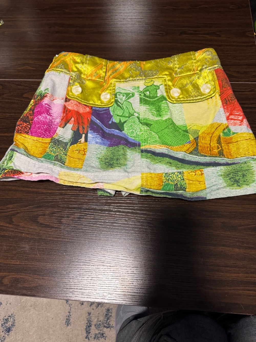 Custo Barcelona Multicolor Printed Mini Skirt with Yellow Waistband - Picture 3 of 5
